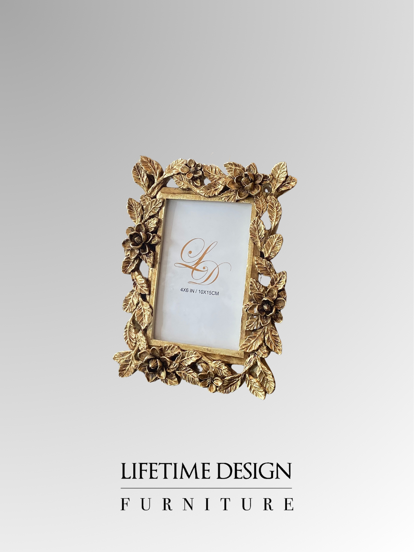 PHOTO FRAME FT4366A ANTI GOLD FLOWER D17X22CM